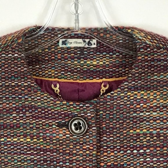 Size 4 LL Bean Wool Blend Tweed Button Down Jacket - Picture 3 of 4